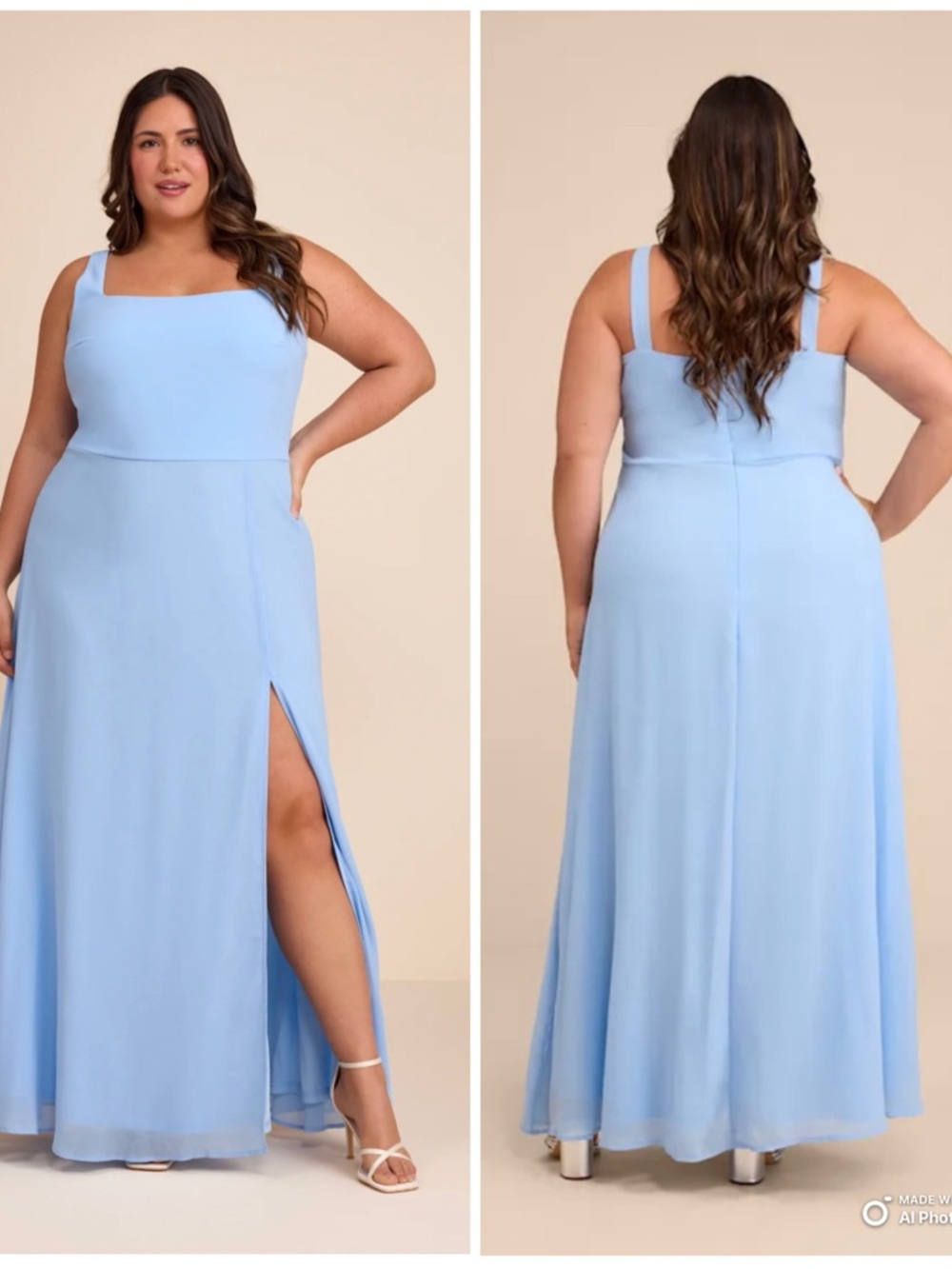 Lulus 2X Remarkable Arrival Powder Blue Sleeveless Maxi Dress NWT Formal